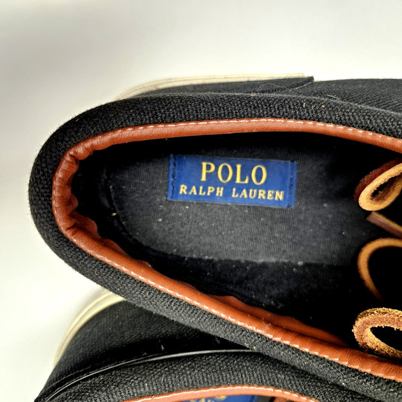 Polo Ralph Lauren Faxon Shoes Mens Size 11.5 D Black White Canvas Lace Up Logo main image 10